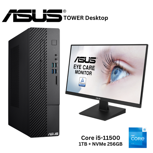 ASUS S500SC Tower Desktop Core I5-11500 With Free ASUS 24" VA24HE Frameless Monitor Offer
