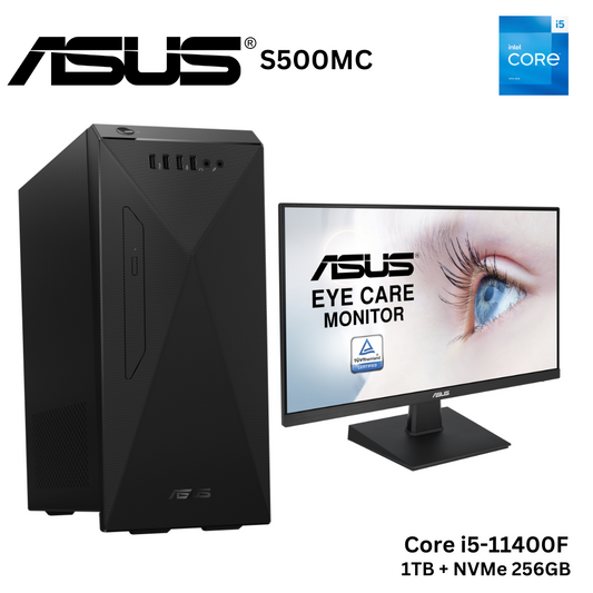 ASUS S500MC Desktop Core I5-11400F With Free ASUS 24" VA24HE Frameless Monitor Offer