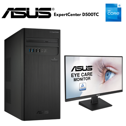 ASUS ExpertCenter D500TC Tower Desktop Core i5 10400F With Free ASUS 24" VA24HE Frameless Monitor Offer
