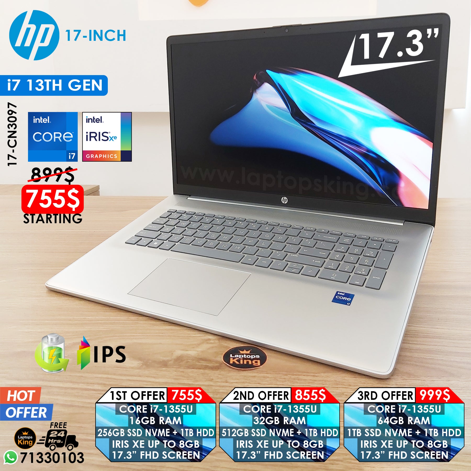 Hp 17.3 laptop clearance 8gb ram 1tb hdd