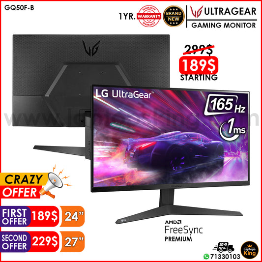 LG GQ50F-B UltraGear Fhd 165hz 1ms Mbr Borderless Gaming Monitors (Brand New)