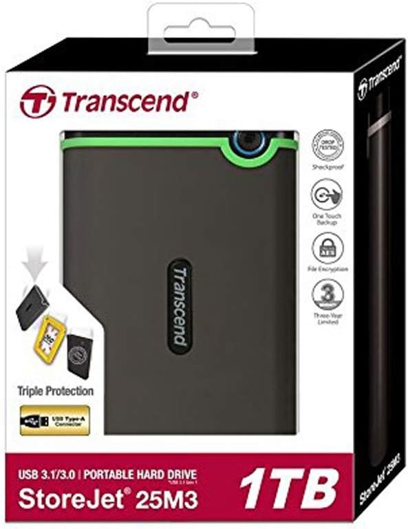 Transcend 1TB USB 3.1 Gen 1 StoreJet 25M3 Rugged External Hard Drive (Brand New)
