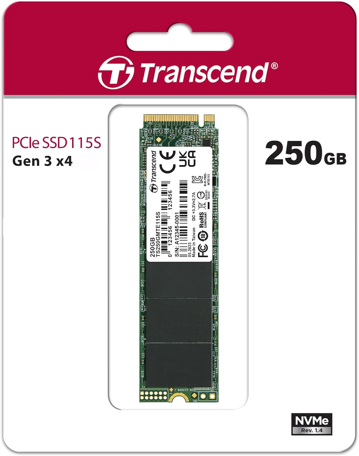 Transcend 250GB SSD M.2 2280 PCIe NVMe MTE115S Internal Hard Drive (Brand New)