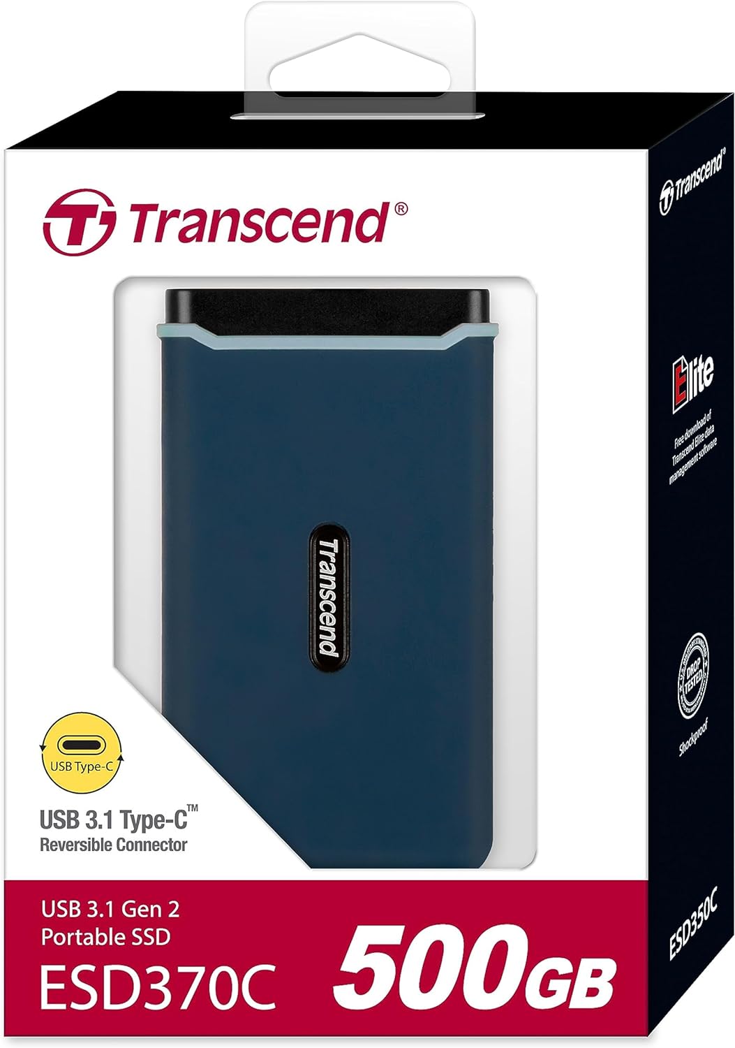 Transcend 500GB USB 3.1 Gen 2 USB Type-C ESD370C Portable SSD External Hard Drive (Brand New)