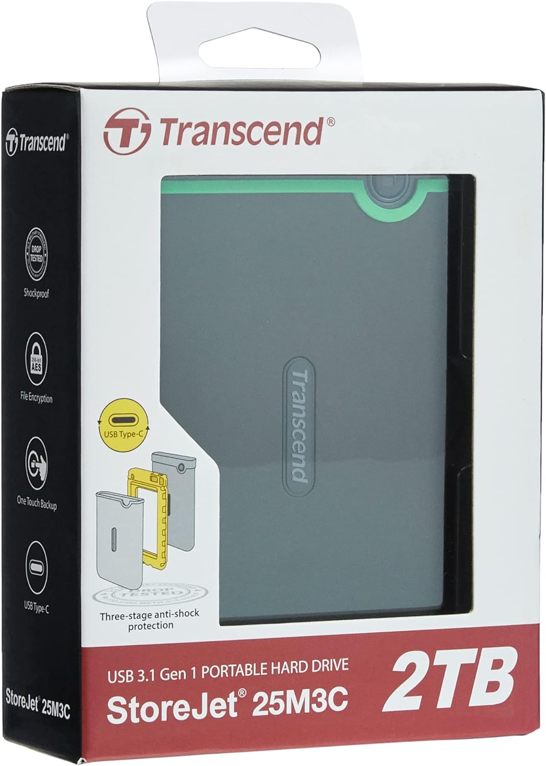Transcend 2TB StoreJet 2.5" USB Type-C  Rugged Anti-shock Portable External Hard Drive (Brand New)