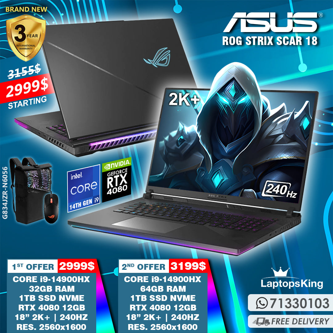Asus Rog Strix Scar 18 G834JZR-N6056 Core i9-14900hx Rtx 4080