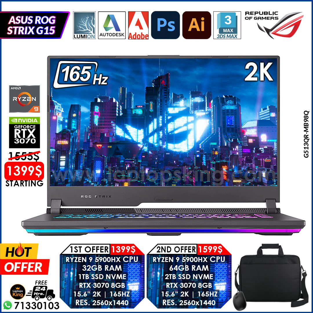Asus Rog Strix G15 G513QR-MB98Q Ryzen 5900hx Rtx 3070 2k 165hz