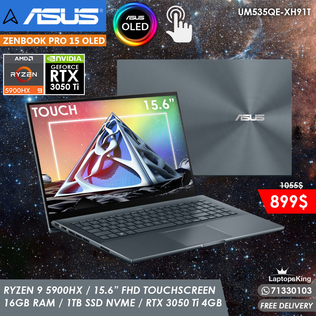 Asus Zenbook Pro 15 Oled UM535QE-XH91T Ryzen 5900hx Rtx 3050 Ti