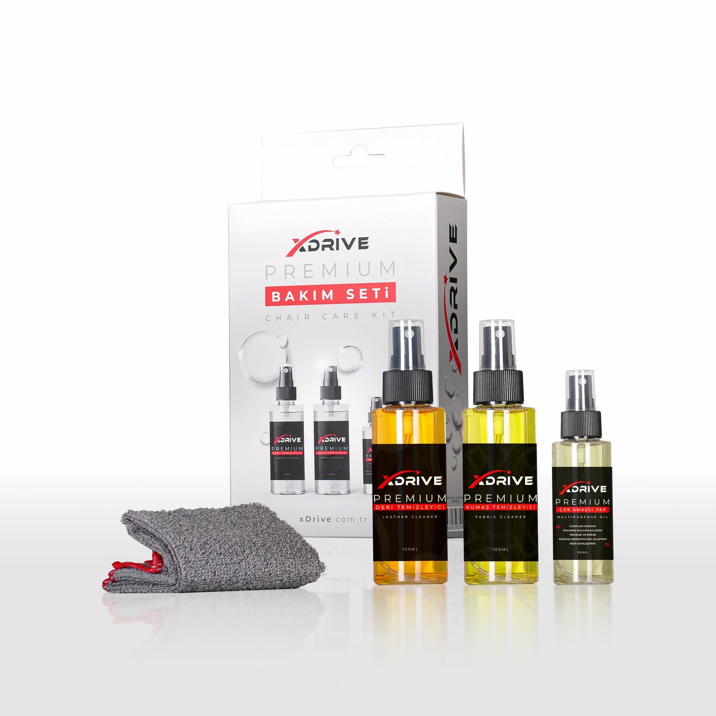 Xdrive XD-YP-TM-3 | 3-Piece Premium Set Leather & Fabric Chair Cleaning & Care Kit (Brand New)