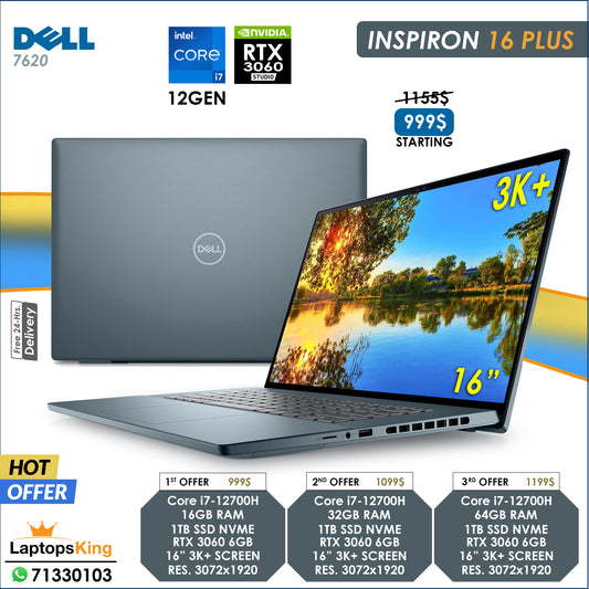 Dell Inspiron 16 Plus 7620 Core i7-12700h Rtx 3060 Studio Edition 16" 3k+ Laptop Offers (New OB)