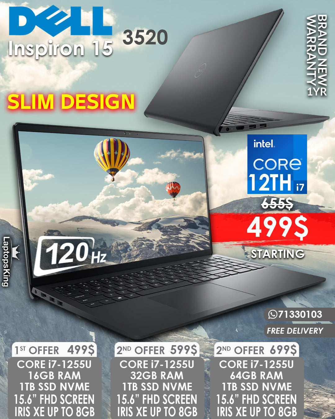 Dell Inspiron 15 3520 Core i7-1255u Iris Xe Laptop Offers