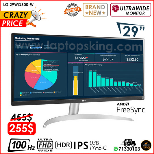 LG 29WQ600-W 29" UltraWide FHD 100Hz IPS Type-C Monitor (Brand New)