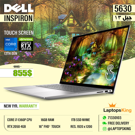 Dell Inspiron 5630 Core i7-1360p Rtx 2050 16" Fhd+ Touch Creator Laptop (New)