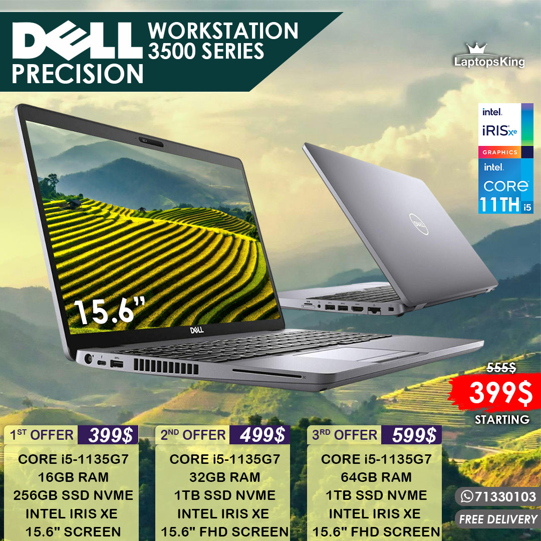 DELL PRECISION 3500 SERIES i5 GEN 11TH INTEL IRIS XE LAPTOPS