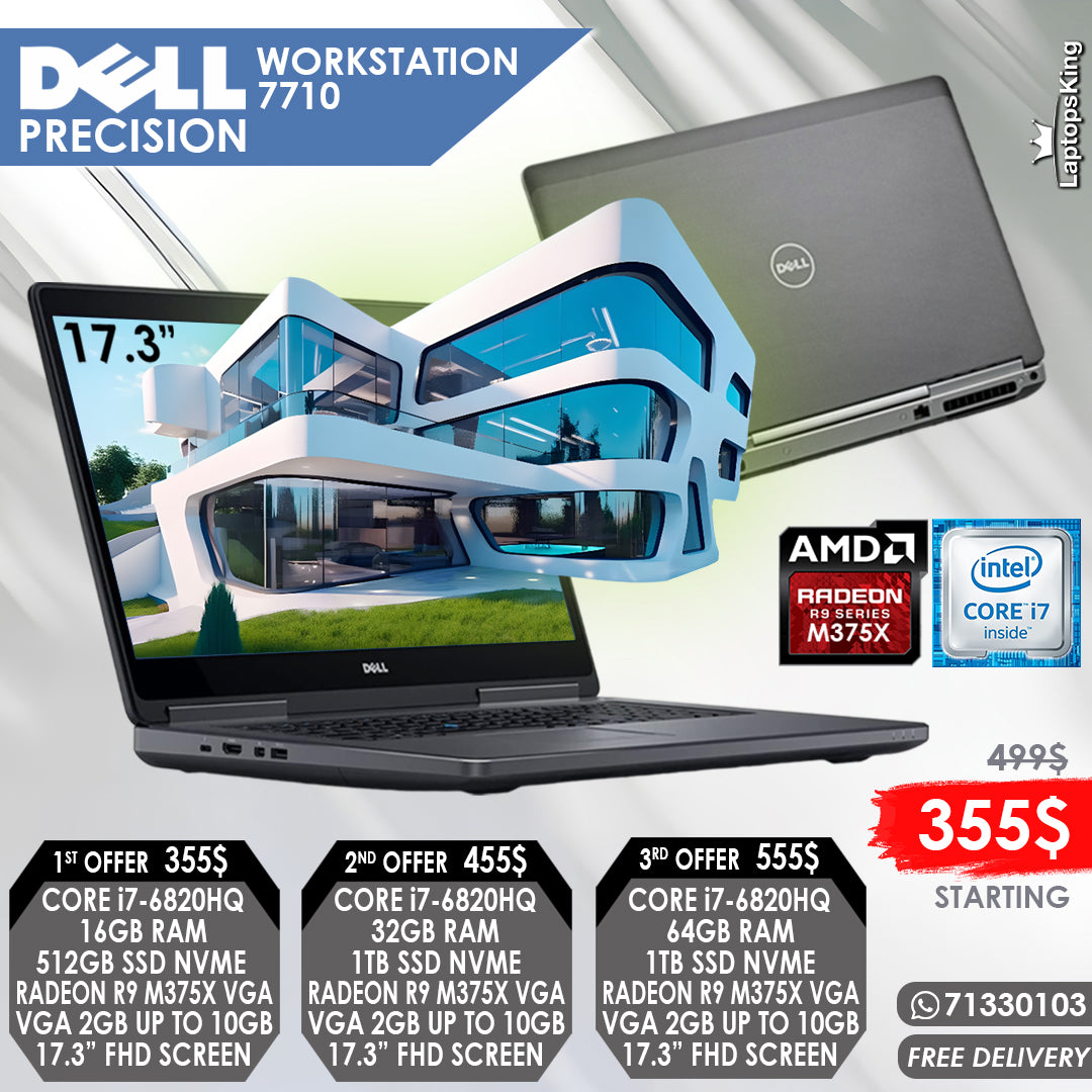 Dell Precision 7710 Mobile Workstation Core i7-6820HQ Vga Radeon