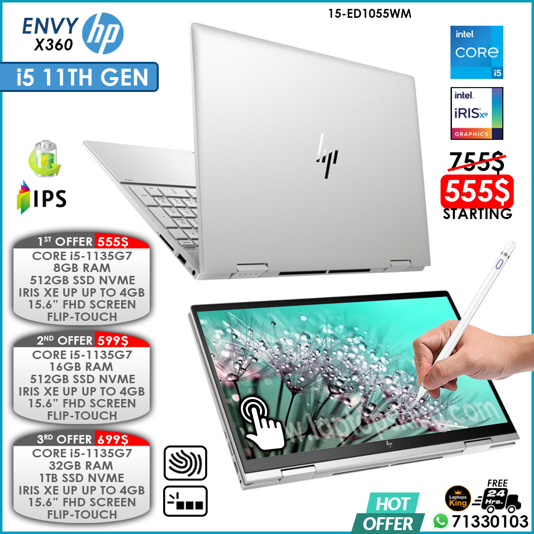 Hp Envy X360 15-ED1055WM Core i5-1135g7 Iris Xe 15.6" 2in1 Touch Laptop Offers (New OB)