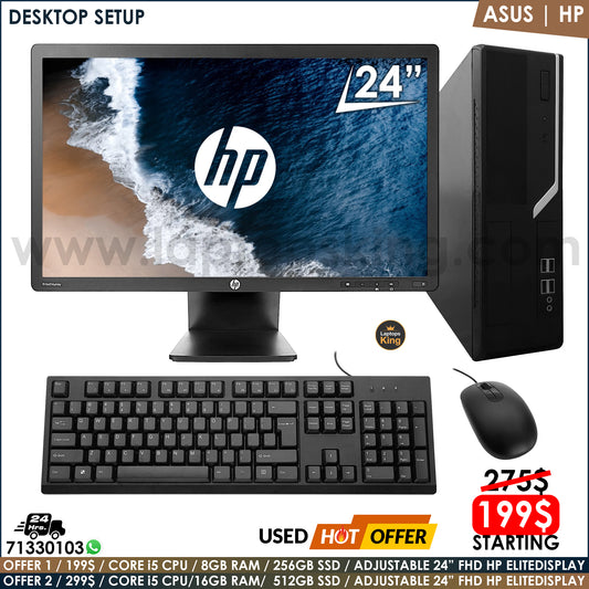 Asus - Hp | Core i5 24" FHD Desktop Computer Setup Offers (Used Very Clean)