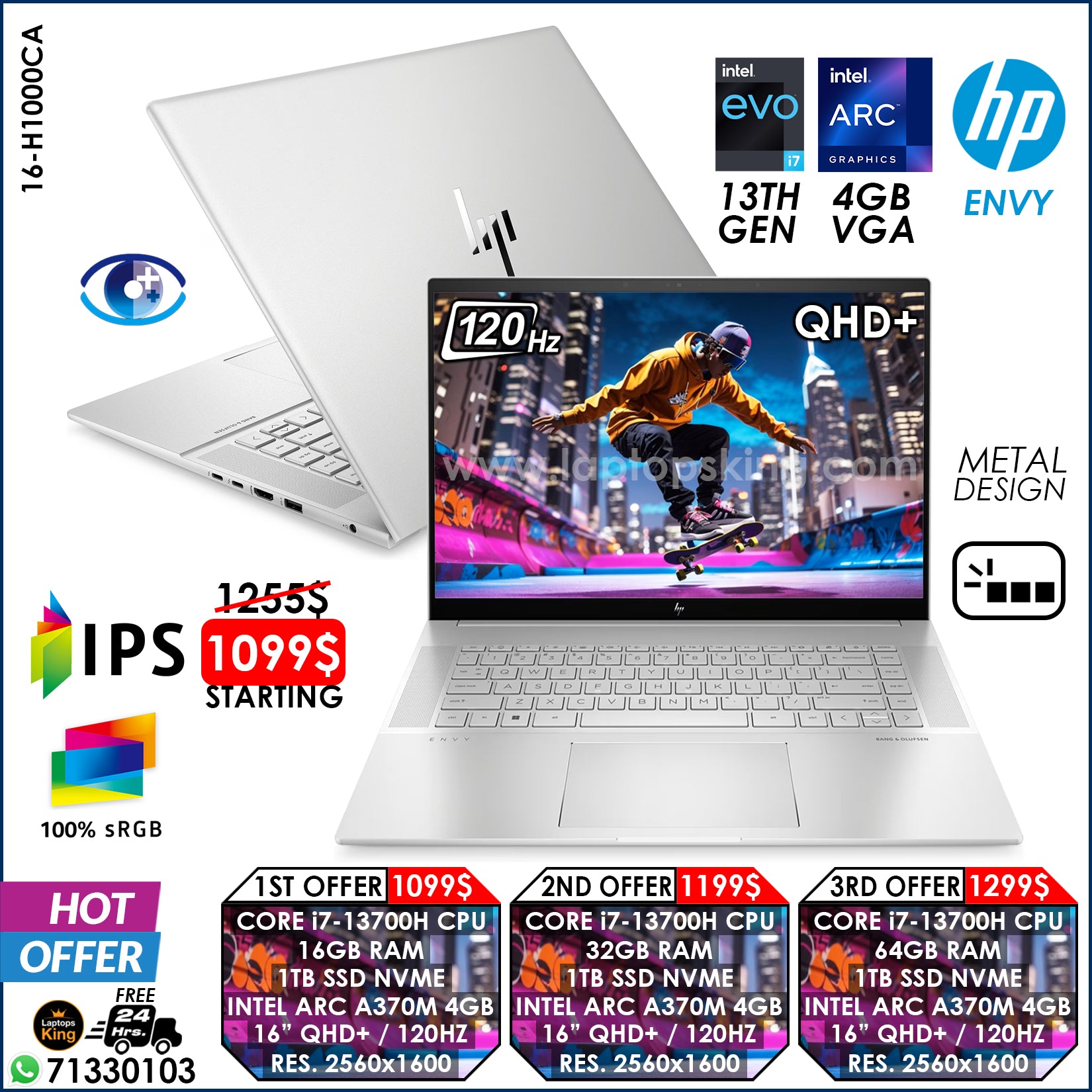 HP ENVY 16-h1023dx Laptop - 16 Touch, Intel i9, 16GB RAM, 1TB SSD