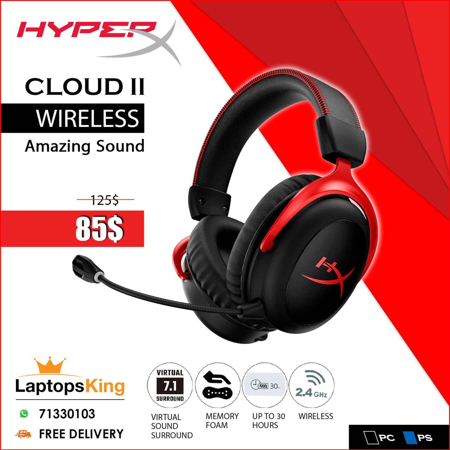 Hyperx Cloud II Wireless Gaming Headset Offer (New Open Box)