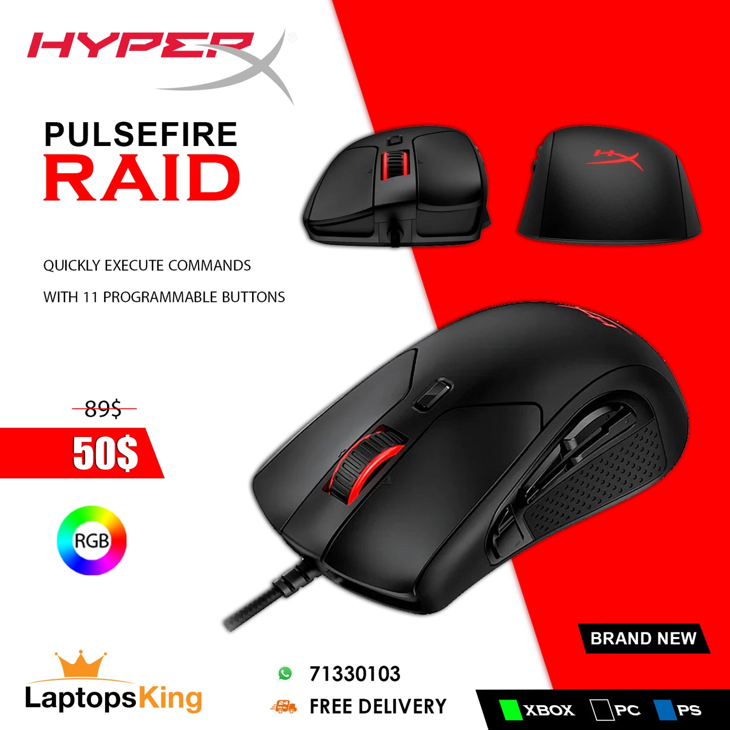 Hyperx Pulsefire Raid Rgb Gaming Mouse (Brand New)