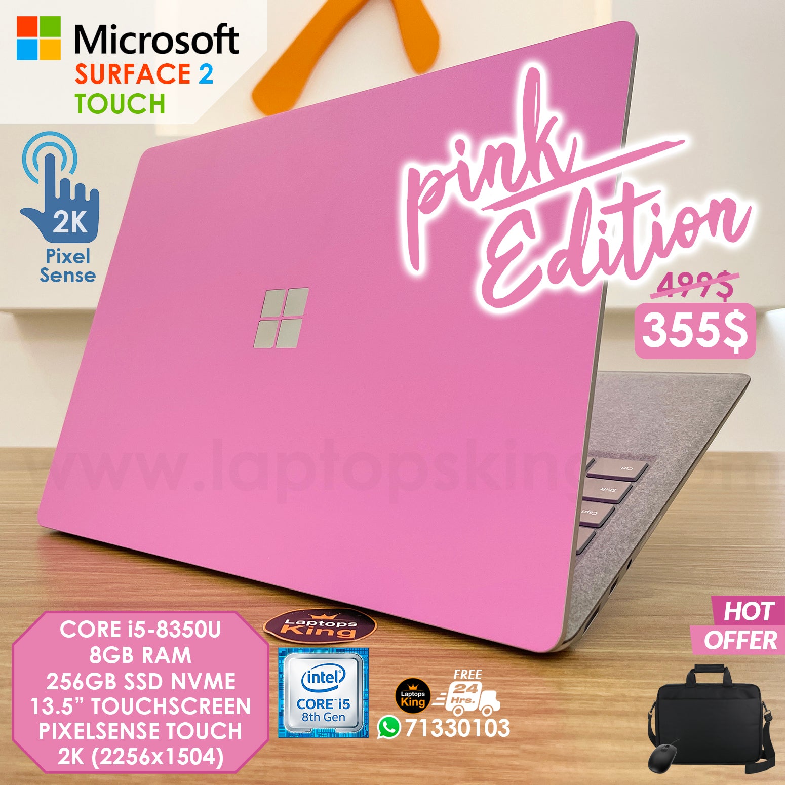 Microsoft Surface 2 | Pink Edition Core i5-8350u 2K Pixel Sense Touch  Laptop Offer (New OB)