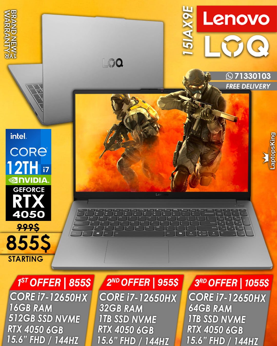 Laptop Gaming LENOVO LOQ 15IRH8, Intel Core i7-13620H pana la 4.9GHz Laptop Gaming LENOVO LOQ 15IRH8, Intel Core i7-13620H pana la 4.9GHz