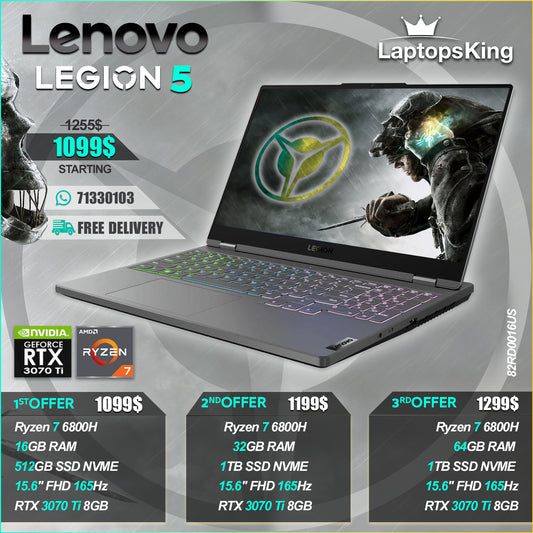 Lenovo Legion 5 82RD0016US Ryzen 7 6800h Rtx 3070 Ti 165hz 15.6" Gaming Laptop Offers (New OB)