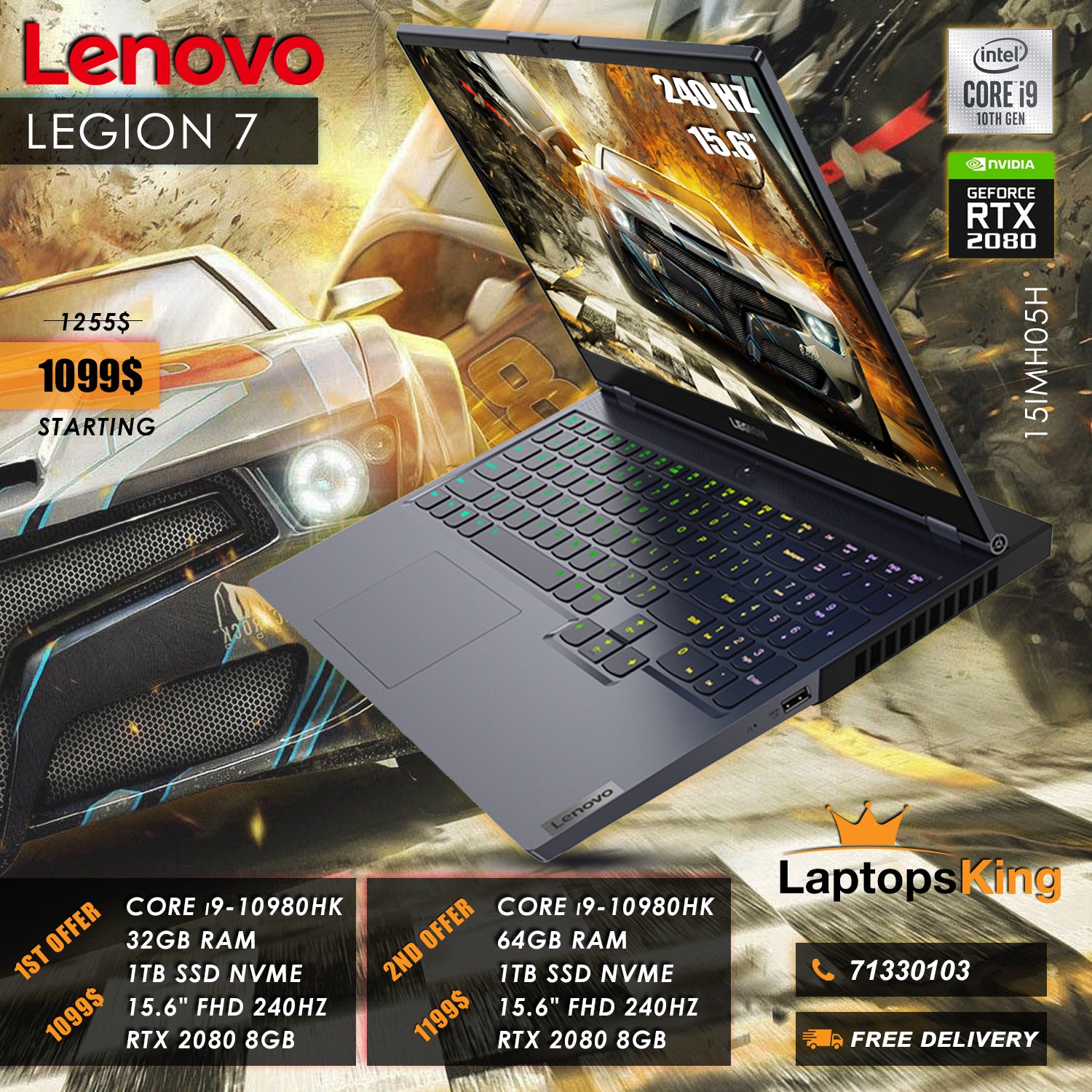 Lenovo Legion 15IMH05H Core i9-10980hk Rtx 2080 240hz