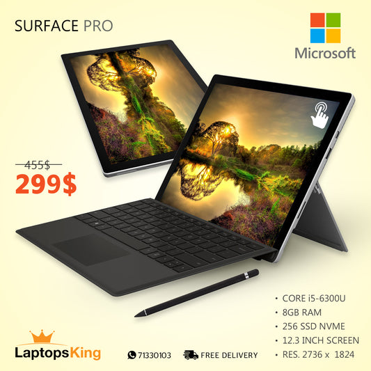 Microsoft Surface Pro 2in1 Core i5-6300u 12.3" Pixelsense Touch Detachable Laptop Offer (Used Clean Condition)