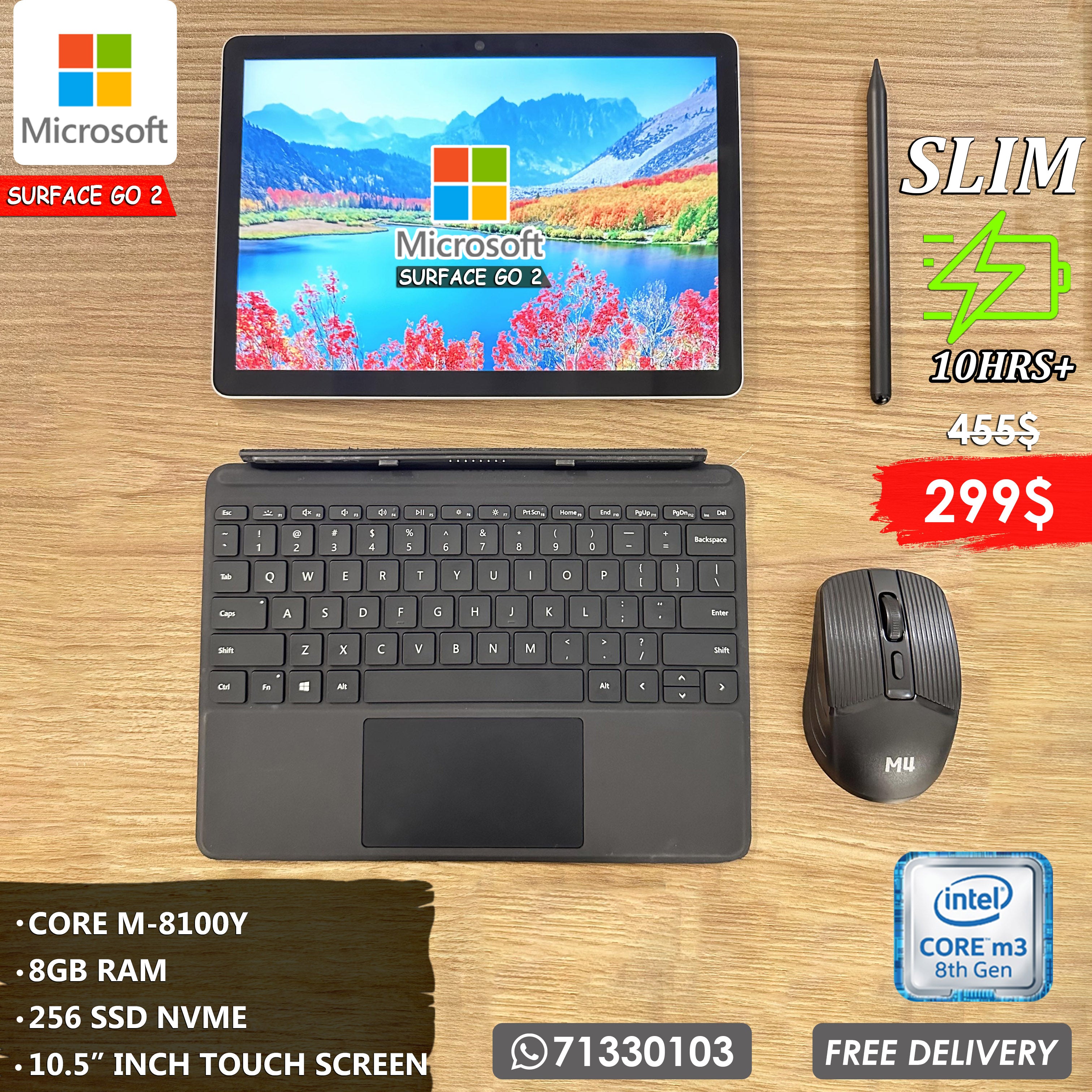 Microsoft Surface Go 2 Ricondizionato Eccellente – 10,5” – Intel Core M3-8100Y – 4GB RAM – 64GB – Wi-Fi