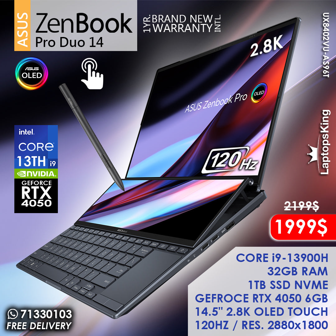 Asus Zenbook Pro Duo 14 UX8402VU-AS96T Core i9-13900h Rtx 4050
