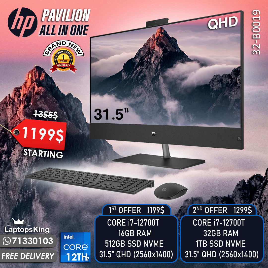 Hp Pavilion All In One 32-B0019 Core i7-12700t Qhd Desktop