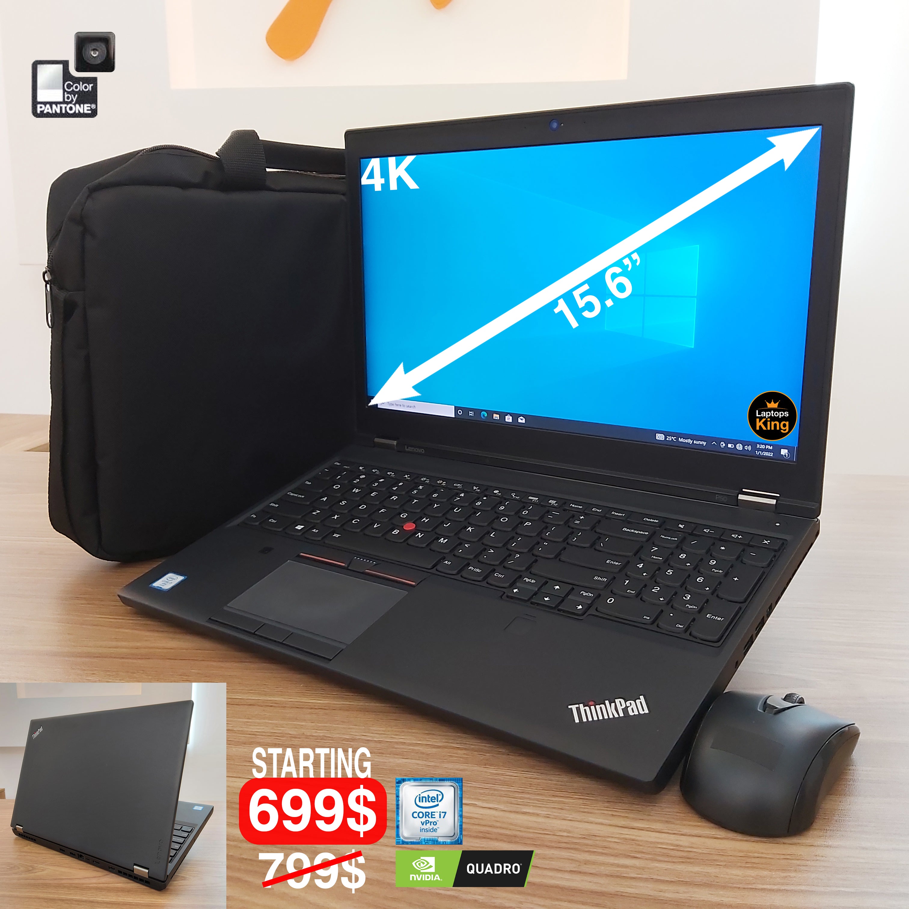 Lenovo Lenovo ThinkPad P50 Mobile Workstation Laptop Windows Pro  Intel i7-6700HQ, 16GB RAM, 1TB SSD, 15.6