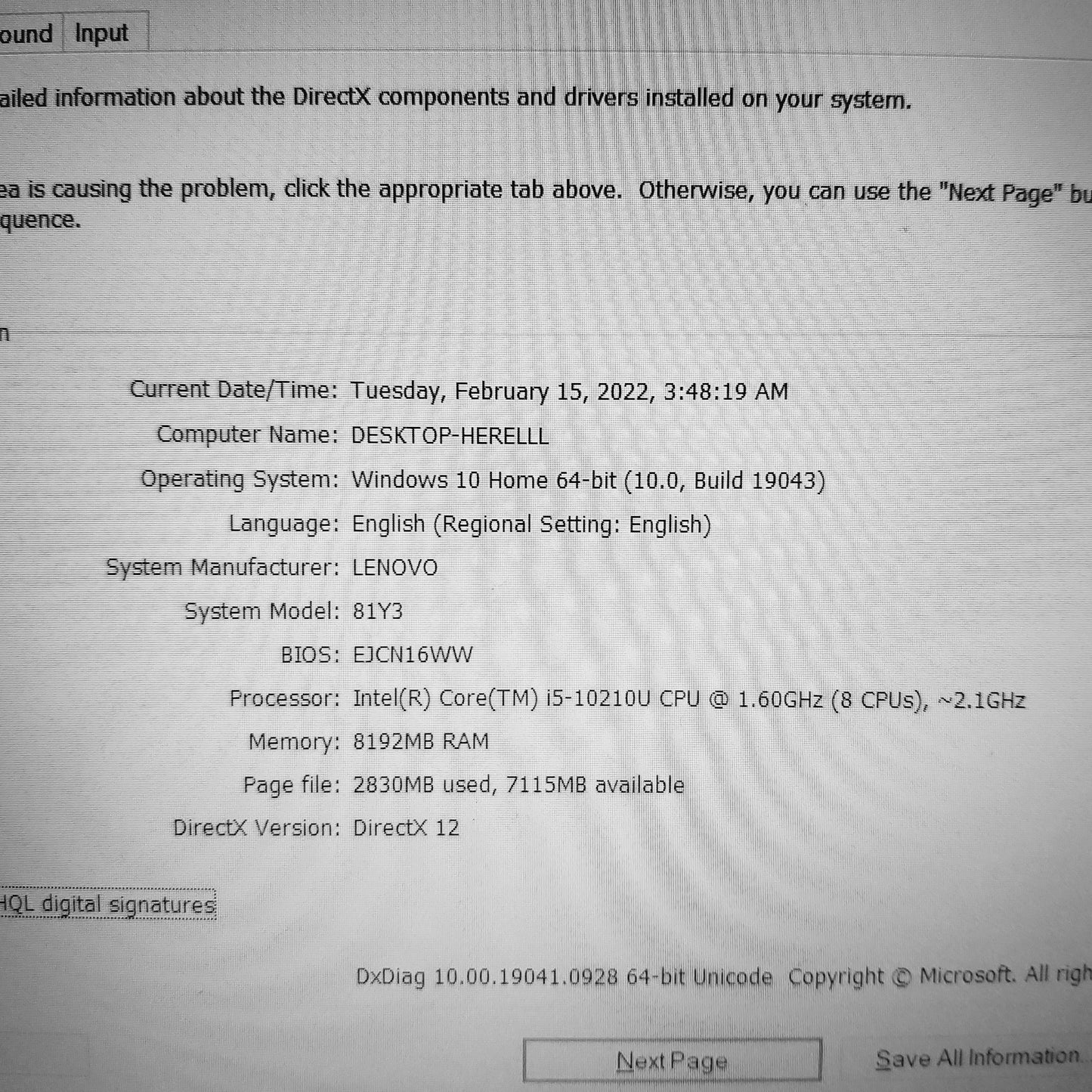 Lenovo IdeaPad L3 81y3 i5-10210u Laptop (Used Very Clean)