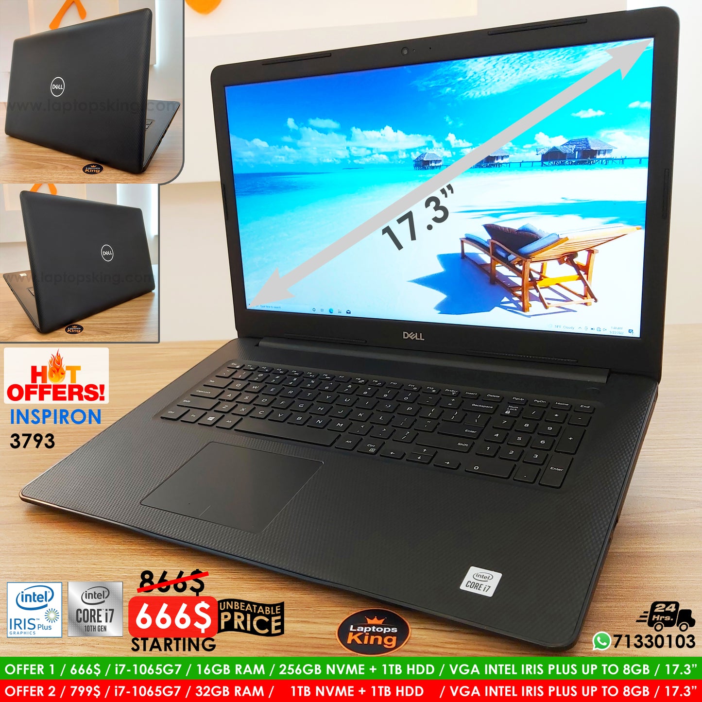 Dell Inspiron 3793 i7-1065g7 17.3" Iris Plus Up To 8gb Laptop Offers (Open Box)