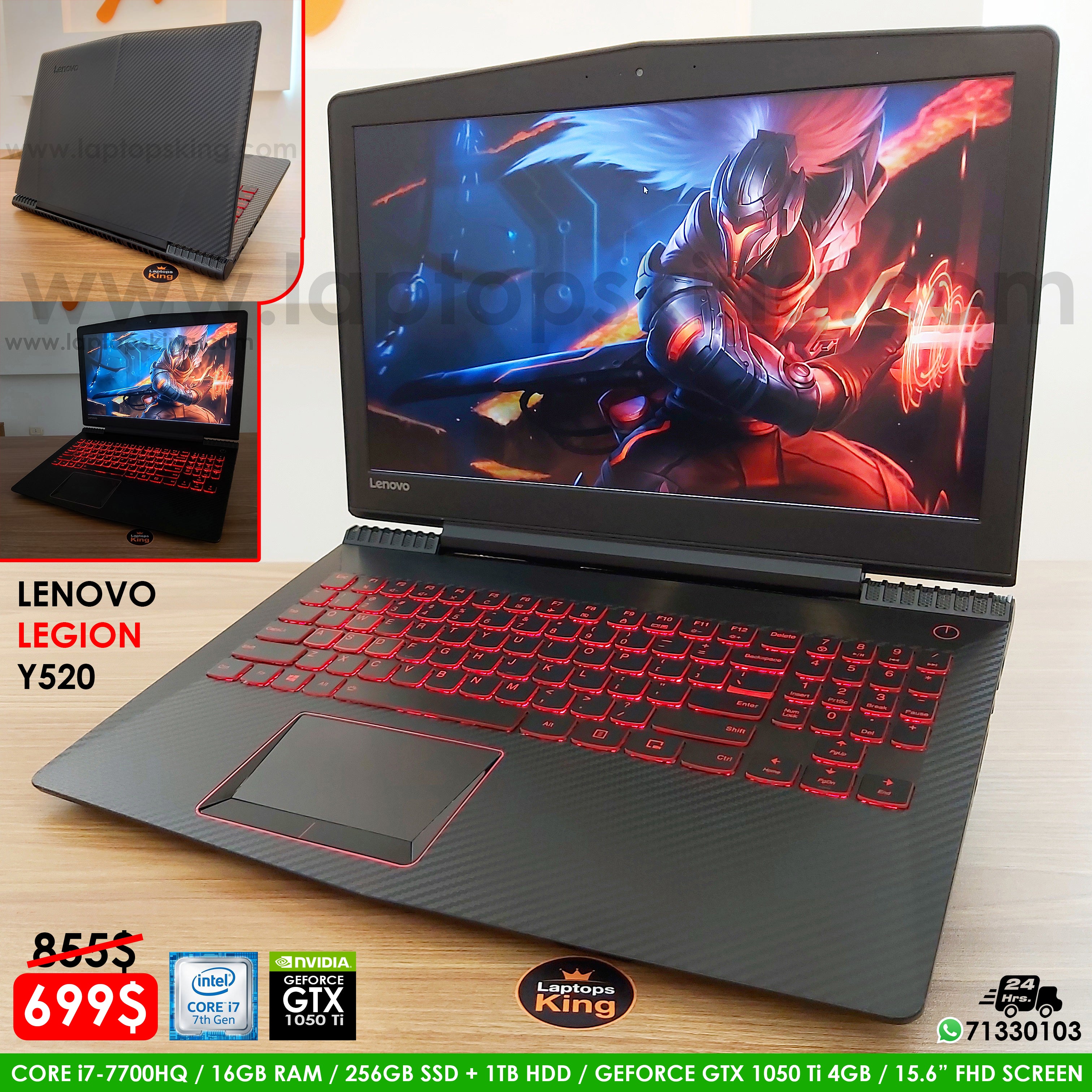 Y520 80WK i7-7700HQ GTX 1050 Ti Laptop (Used Very – King | Lebanon