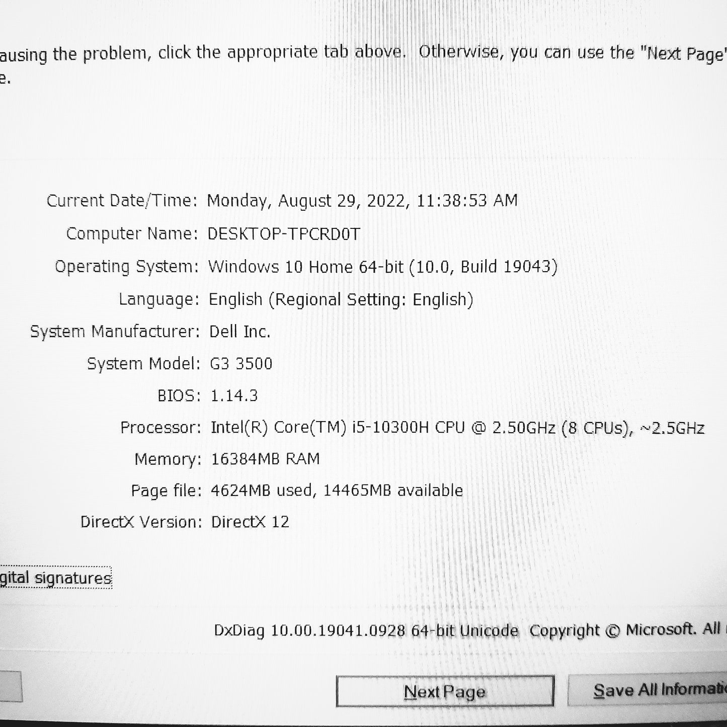 Dell G3 3500 White i5-10300h GTX 1660ti 120Hz Gaming Laptop (New Open Box)