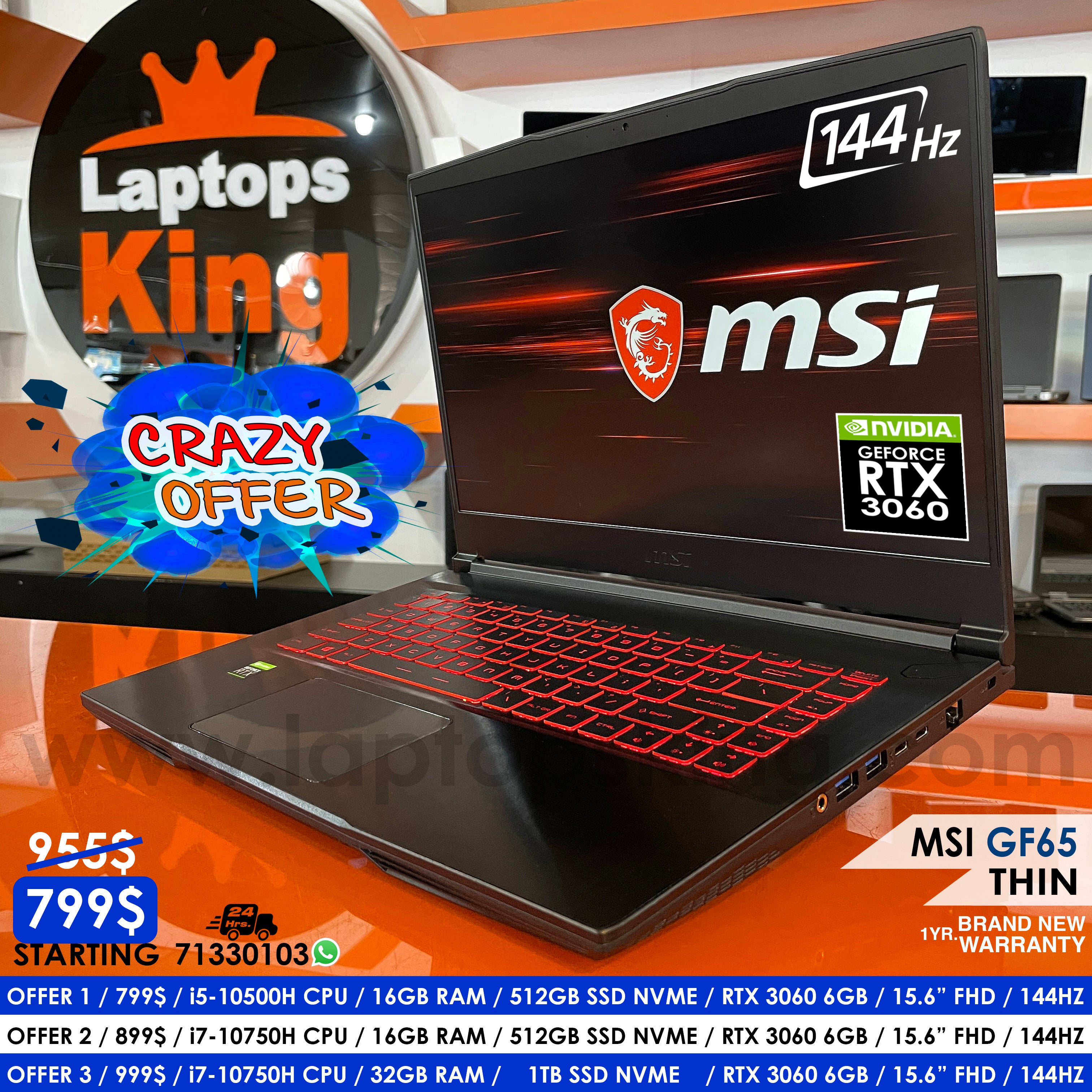 Msi Cheapest 3060 Laptop Msi GF65 Thin 10UE RTX 3060 144Hz Gaming