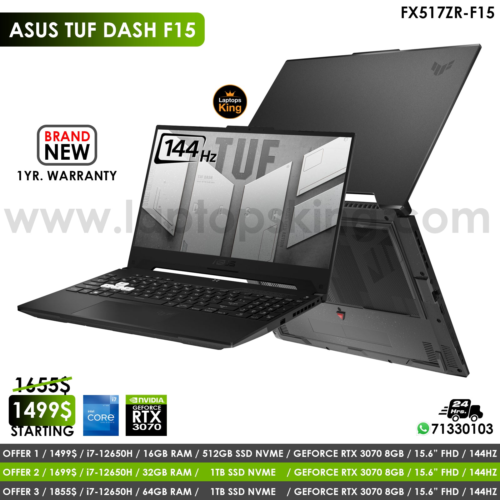 Asus Tuf Dash F15 FX517ZR-F15 i7-12650h Rtx 3070 144Hz