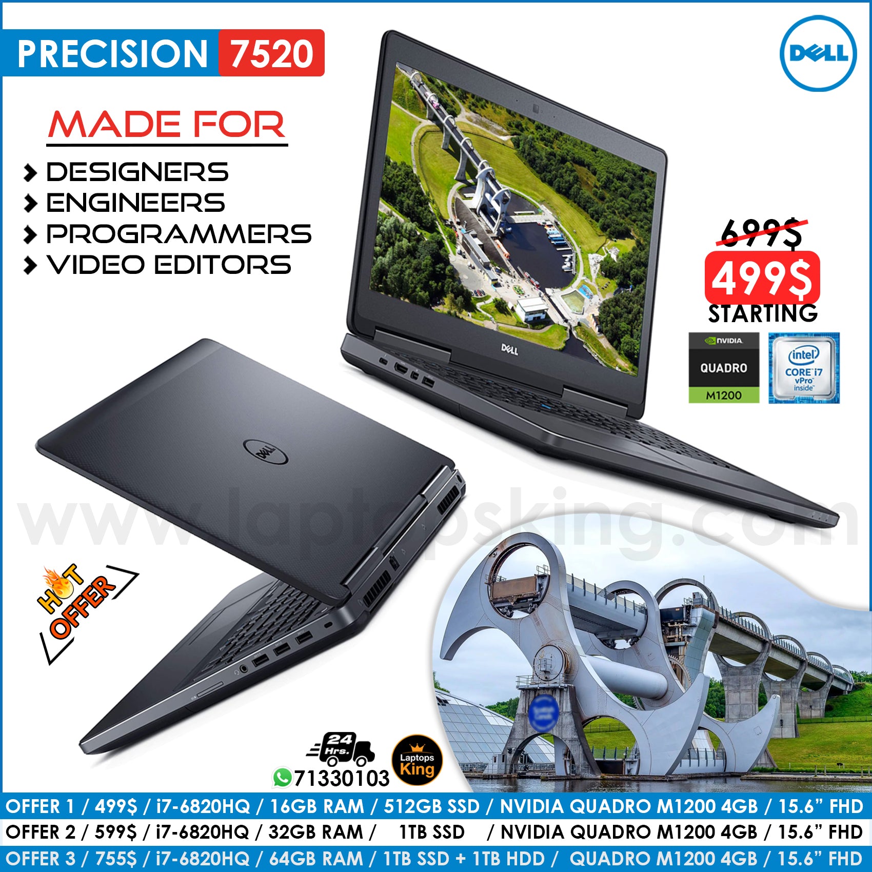 Dell Precision 7520 Core i7 Nvidia Quadro M1200 4gb Laptops