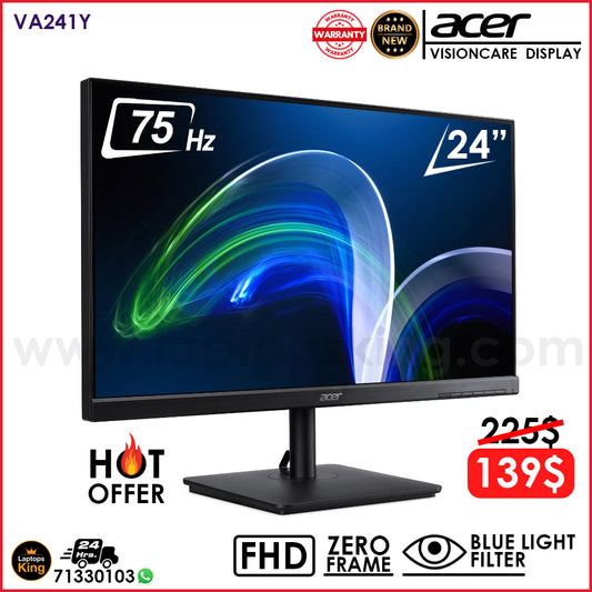 Acer VA241Y 24" Fhd 75hz Zero Frame Blue Light Filter Monitor (Brand New) Best computer monitor, gaming monitor, professional monitor, monitor for sale in Lebanon, monitor in Lebanon, laptops king Lebanon