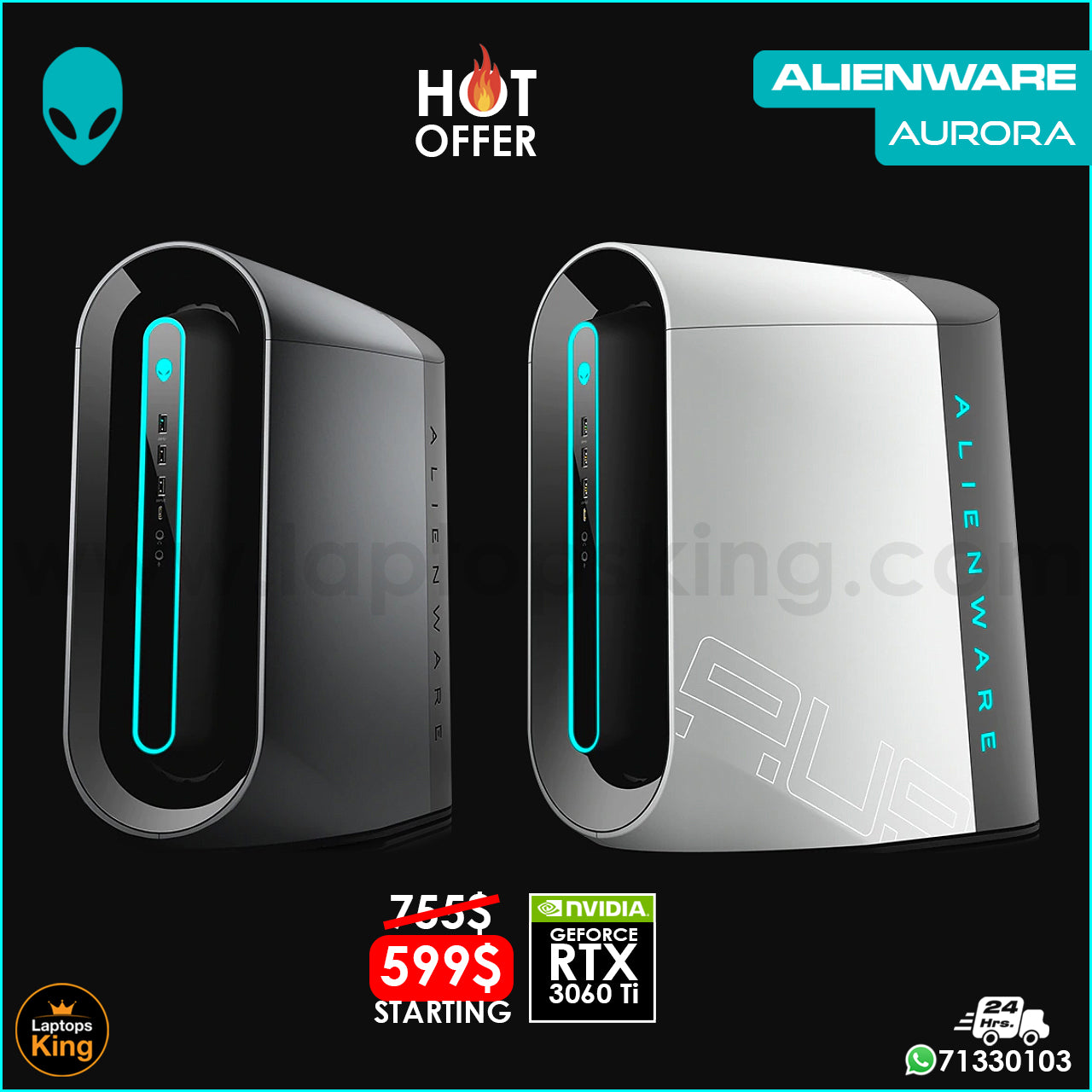 Alienware Aurora Rtx 3060 Ti Black White Gaming Desktops (Open
