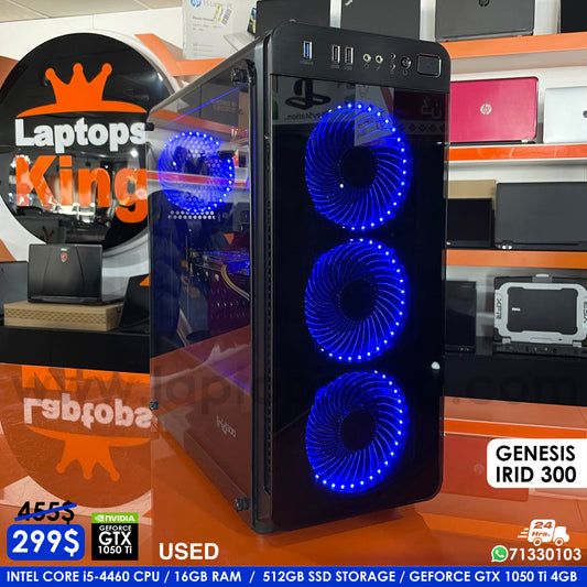 Genesis Irid 300 i5-4460 Gtx 1050 Ti | Blue | Gaming Desktop Computer (Used Very Clean)