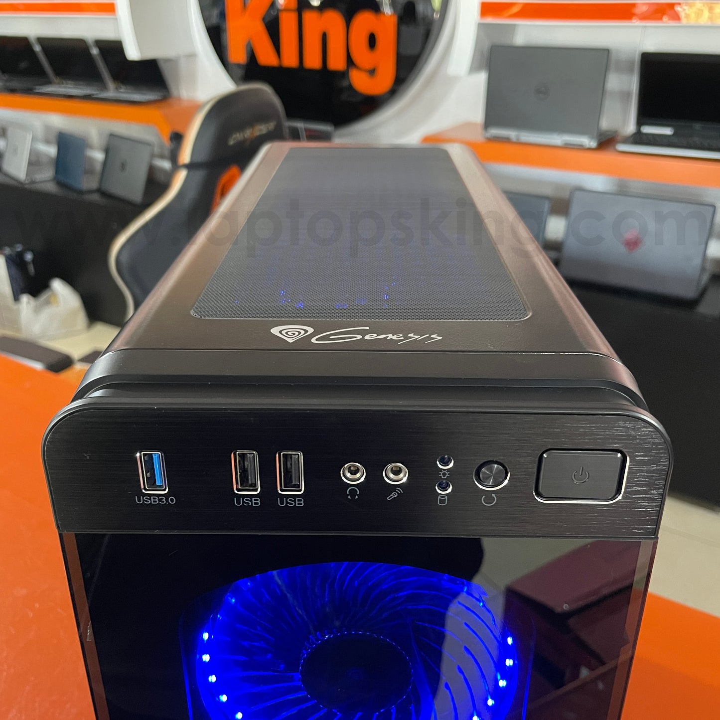 Genesis Irid 300 i5-4460 Gtx 1050 Ti | Blue | Gaming Desktop Computer (Used Very Clean)