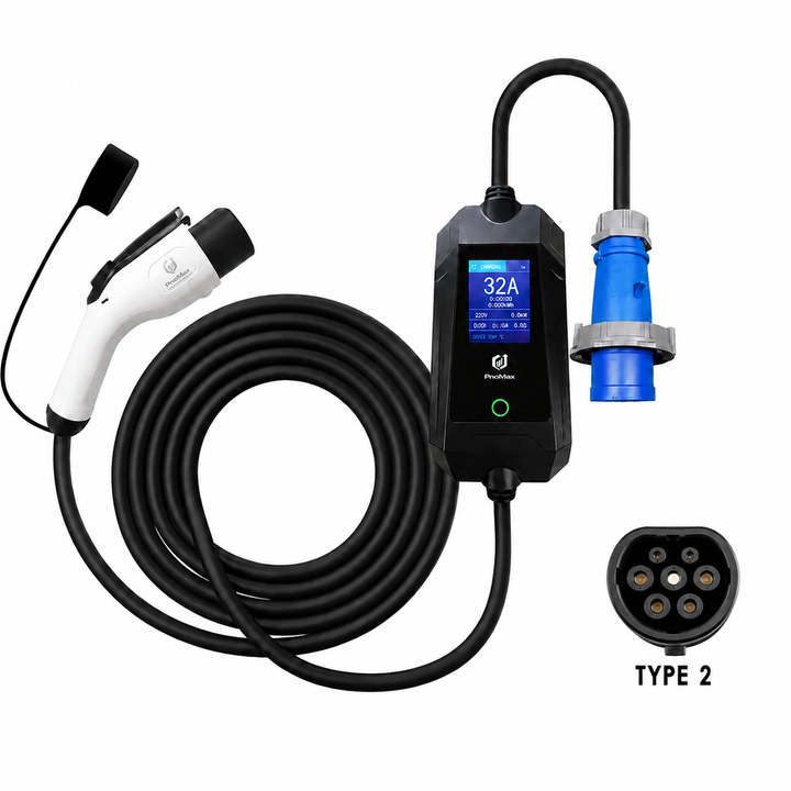 Promax EV Electric Car Charger Type 2 Adjustable Current 8A–32A (New)