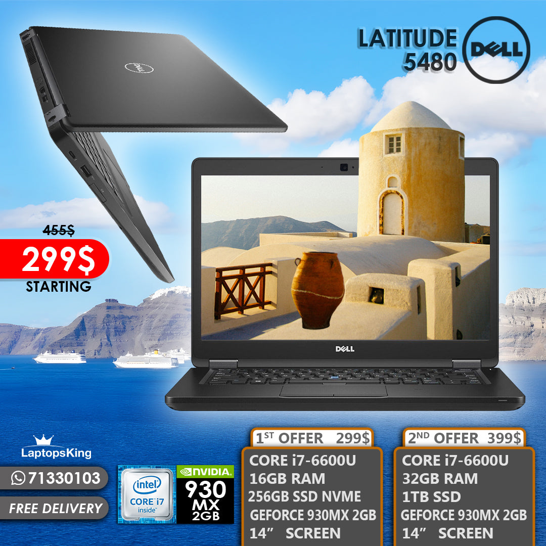 Dell Latitude 5480 Core i7-6600u VGA Geforce 930MX 14" Laptops (Open Box)