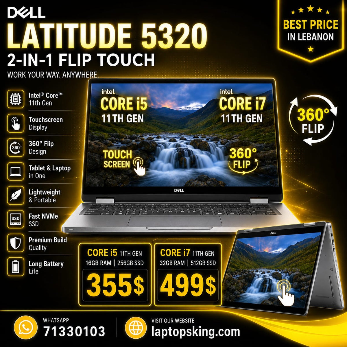 Dell Latitude 5320 2-in-1 Core i7 11th Gen 32GB RAM 512GB SSD Touch Laptop (New OB)