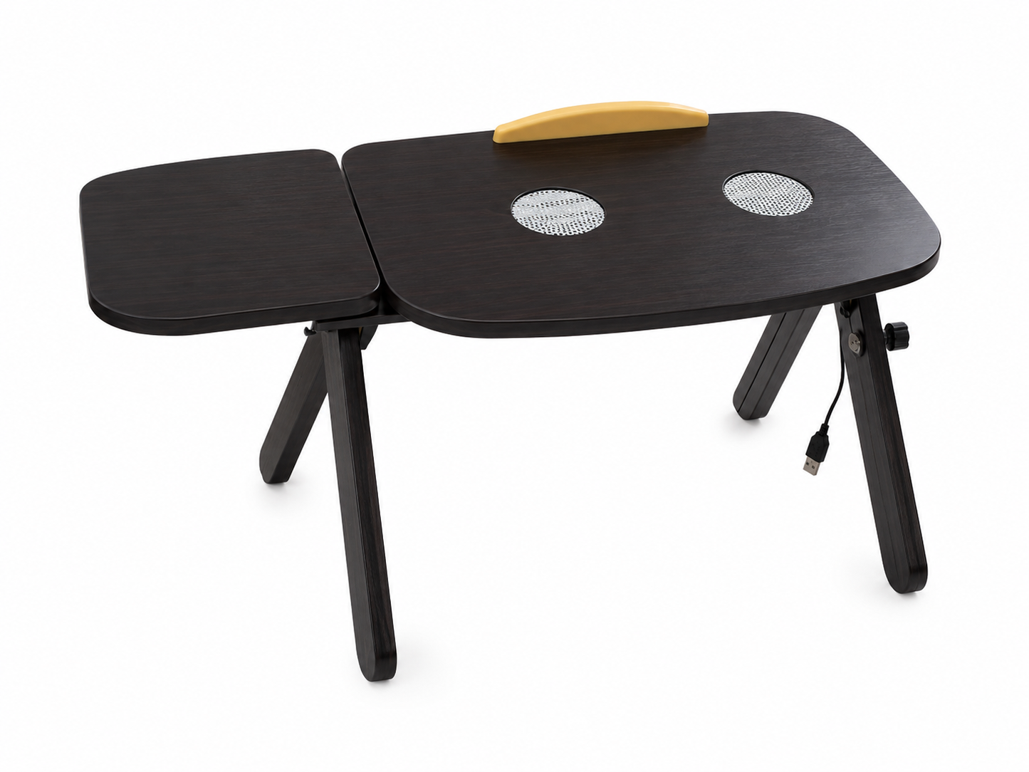 Wooden Laptop Table with 2 Cooling Fans Dark Brown