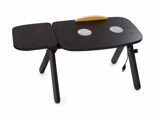 Wooden Laptop Table with 2 Cooling Fans Dark Brown