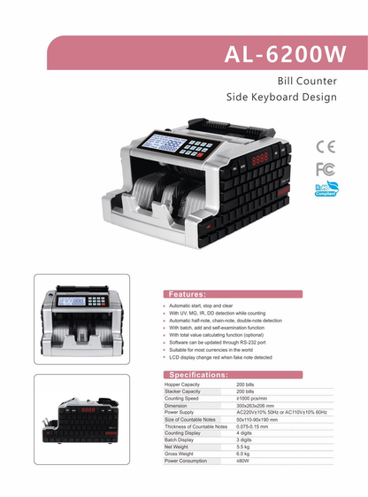 AL-6200W Bill Counter & Counterfeit Detection (New)
